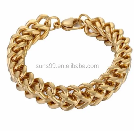 11mm Mens Chain Boys Heavy Franco Box Foxtail Box Link Gold Tone 316l Stainless Steel Bracelet , Gold Franco Chain Bracelet.jpg