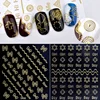 Misscheering 1 Pcs Gold 3d Metal Nail Stickers Bow Cross Flowers Designs Rivet Adhesive Nail Decals