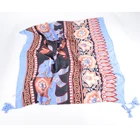 Wholesale 2019 latest ladies beach sunscreen shawl wrap high quality blue soft cotton travel long woman elephant scarf