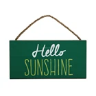 Art Plaque Hello Sunshine Green Wood Wall Art Sign Plaque