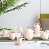 Porcelain Coffee Tea Set 12pcs Pure Color Afternoon Tea Cup Set