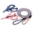 New Fashion high-end Nylon pet dog harness and lead Dog leash traction rope chain pet Chest strap for large dogs