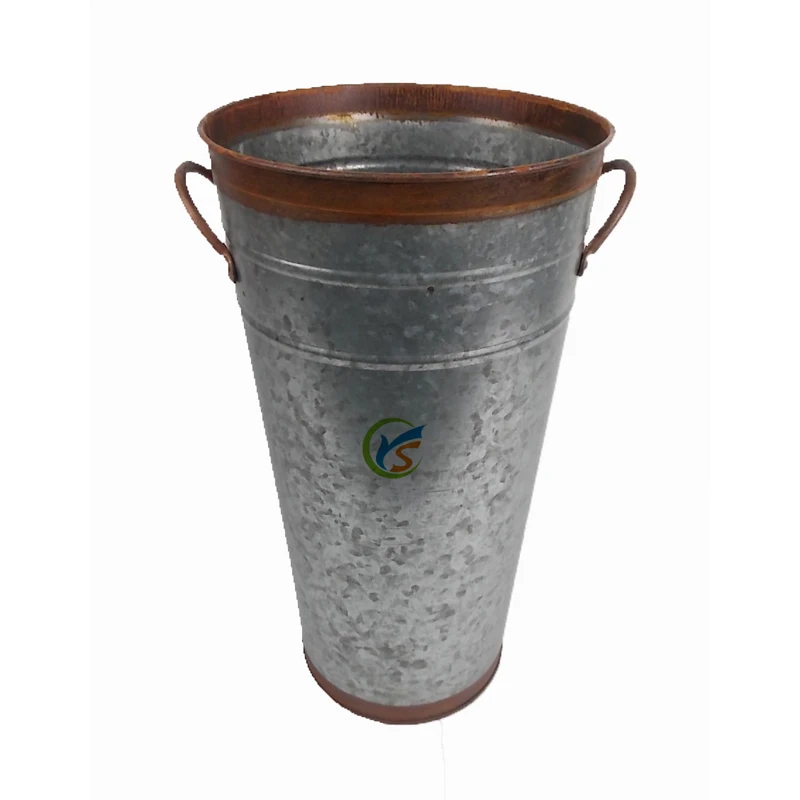 Galvanized Tin Container Bucket Round Tall Flower Pots Buy Tall