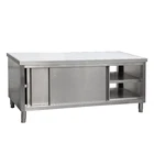 Stainless steel sliding door worktable kitchen equipment commercial restaurant worktable