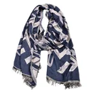 2 Sides High Quality Blue Long Viscose Scarf Letter W Men's Tassels 2 Sides Neck Scarf