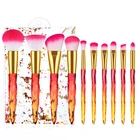 Custom logo 10 pcs cosmetic brush kit foundation brush set makeup brushes with pu bag