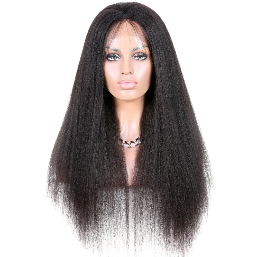 Bleach Knot Kinky Straight Human Hair Wig Peruvian Virgin Hair