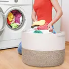 QJMAX Home Decor XXXL Large Size Cotton Rope Woven Laundry Storage Basket Organizer