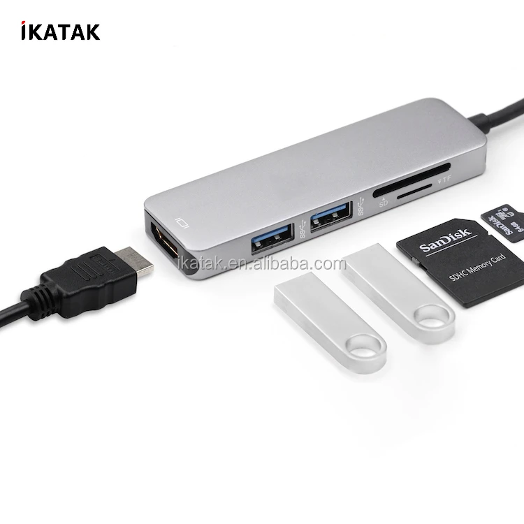 New Hot 5 in 1 Docking TF And SD Card Reader 3.0 USB Type C Hub HDMI