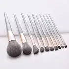 Beauty Custom Silver Private Label Plastic Handle 10Pcs Pcs Piece Kabuki Make up Kit Makeup Cosmetic Brush Set