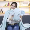 Flannel material pillow and blanket 2 in 1 plush animal pillow blanket