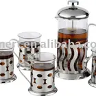 5 pcs glass and stainless steel construction coffee / tea maker set