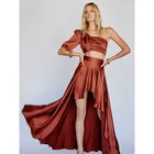 2019 NEW stock Women Evening Dresses Long Sleeve Prom Gowns Ladies Party Single Shoulder Suit Dress
