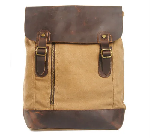 2015 New Canvas Bag canvas backpack fashion leisure travel bag school bag genuine leather unisex free shipping
