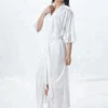 Hot selling women long transparent night gown sets satin lingeries sexy night robe