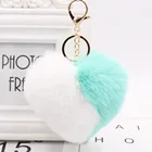 Painted love pericardium pendant peach heart key button rabbit heart-shaped hair ball pendant fur pompom