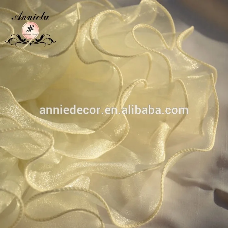 Elegent ruffle organza flower chair sash wedding decorative flower wedding chair sash chair cover