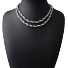 Alloy Double-deck and Two-Tone Rope Korean Necklace