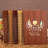High Quality Custom Printed Spiral Cover Wood Notebook Wooden Planner Lab Notebook