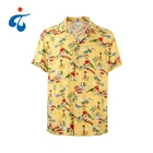 New fashion casual flower yellow custom print sublimation hawaiian shirts wholesale for men