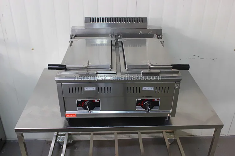 Vertical Gas Commerical Pancake Machine Fried Bun Frying Pan Meat Dumplings Machine
