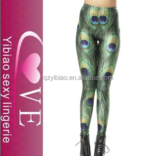 stylish leggings peacock feathers pantyhose printed leggings