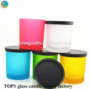 stone candle holder glass candle jar with black metal lids