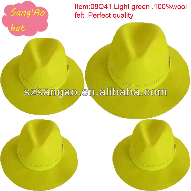 Оптовая продажа светло-зеленый плоские края шерстяного фетра ковбойская шляпа ребенок