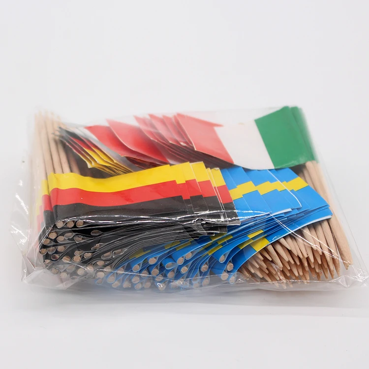Disposable Party Decoration Food Stick World Toothpick Flag Custom Picks