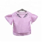 ANY FARM high quality french linen/cotton shirt women breathable embroidery lady casual blouse & top