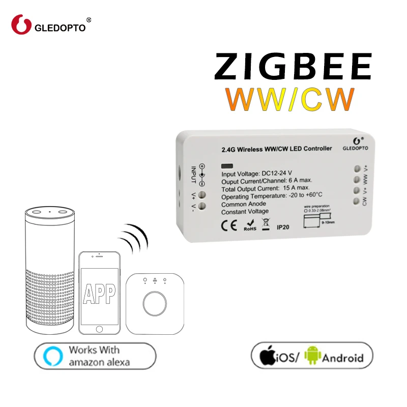 Gledopto zigbee Led Lighting Controller warm white cold white color temperature led dimmer - ANKUX.COM