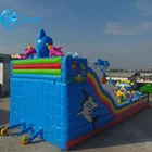 Customized 15L*7W m giant inflatable fun city,inflatable bounce amusement park with slide for kids
