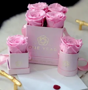 light pink velvet flower gift box for rose packaging