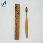 Wanuocraft Hotel Disposable Rainbow Color Bristles Bamboo Toothbrush With Kraft Box 1 pcs Set