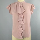 women's clothing blouse women chiffon Solid Tie Bow Neck Casual Formal women t-shirt top