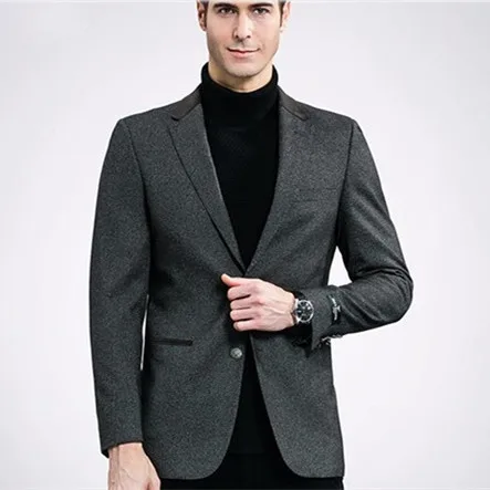 2017 новое поступление Slim Fit весна шерстяная куртка ужин костюм для мужчин черные пиджаки