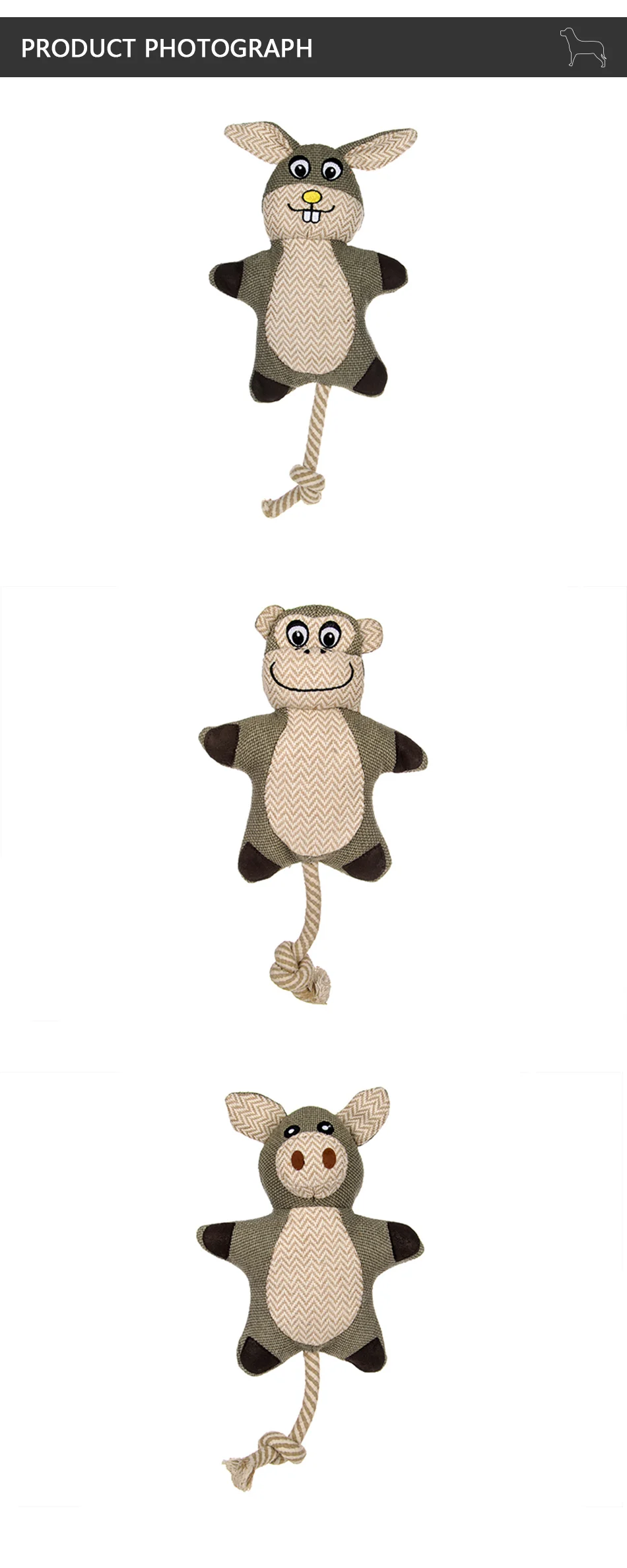 Hoopet Toys Big Dog Toys Animal Shape Linen Bite Resistant Squeaker Toys Large Dog Funny Playing Toys 40CM  (1)