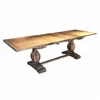 rustic antique solid wood slab extendable dining table set