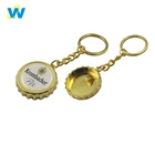 Custom gold metal car logo transparent bottle cap keychain