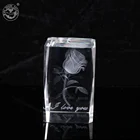 MH-F0295 3d rose laser crystal cube paperweight