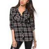 China Factory custom woven flannel or knitting fleece Trendy Ladies Long Checked Shirt design