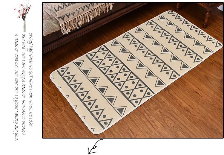 washable moroccan style tapis nordic geometric pattern hand tying cotton printed rug mat