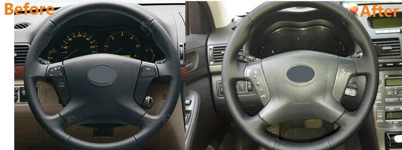 MEWANT Black Artificial Leather Car Steering Wheel Cover for Toyota Avensis 2007 2006 2005 2004 2003