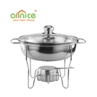 Stainless Steel Small Round Chafing Dish/Food Warmer Hot Pot/Outdoor Camping Alcohol Stove