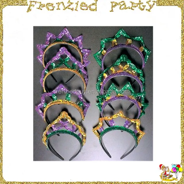 mardi gras sequin tiaras crown headband fghd-0241