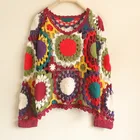 Colorful crochet fashion pullover design women's sweater