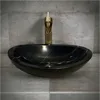 Factory Price Oval Black Marble Stone Sinks