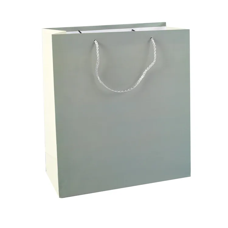 Wholesale Cheap Personalized Solid Color Packaging Shopping Bottom Rectangular Paper Bag With Rope Handles