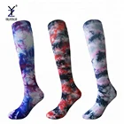 Novelty polyester seamless tie dye sublimation printing knee high compression socks
