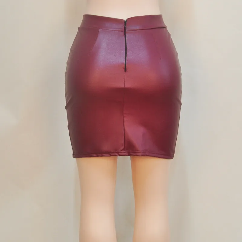 2016春エレガントな女性の最新ファッションpu短いスカートでジッパースカート仕入れ・メーカー・工場